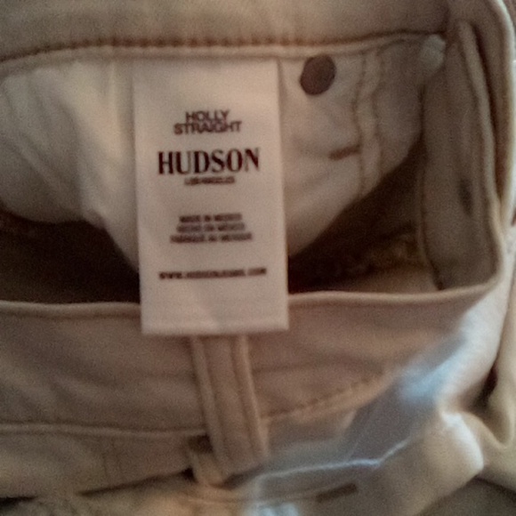 HUDSON JEANS NWT White Soft Ecru Tan Stitch Holly Straight Size 31 - Picture 4 of 9
